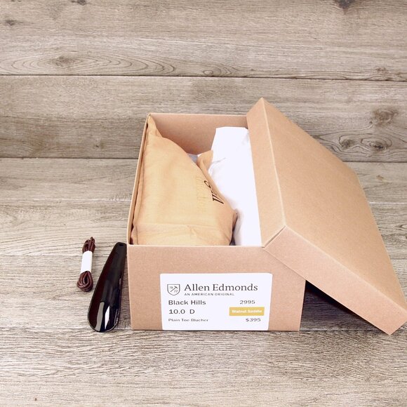 * worn 1x * Allen Edmonds BLACK HILLS 10 D Walnut Saddle * add $15 Cedar Trees - Picture 10 of 13